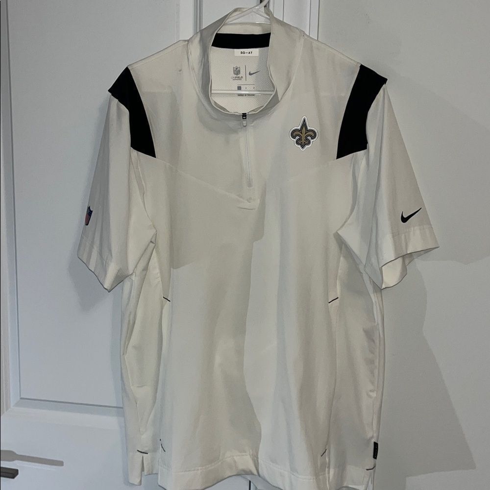 Game worn Nike Dri Fit New Orleans Saints NFL SS On Field Golf Style Jacket L